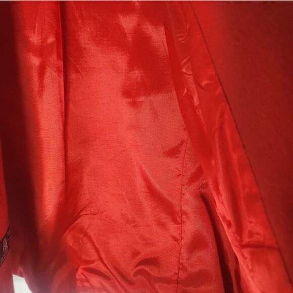 Adolfo International 8P Fire EngineRed 100% WOOL L/slv Lined Women Jacket Blazer - Picture 7 of 8